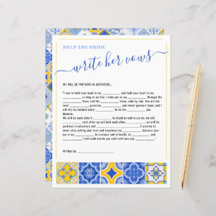 2 Help the Bride Write Her Vows Bridal Shower Game