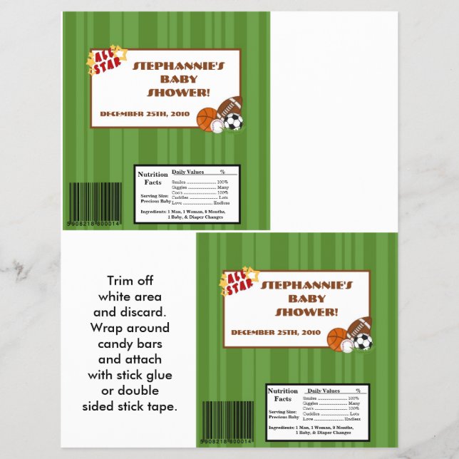 2 Hershey's Large Bar Wrapper All-Star Green (Front)