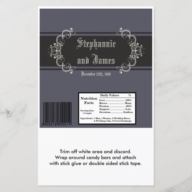 2 Hershey's Large Bar Wrapper Black Tie Affair (Front)