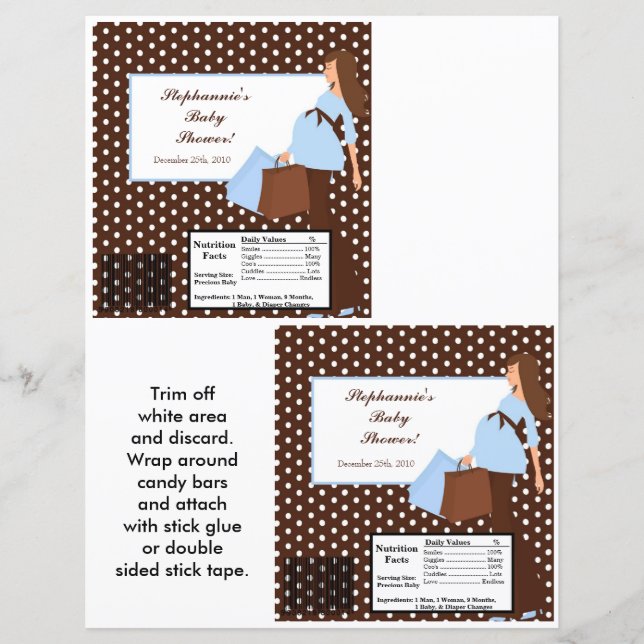 2 Hershey's Large Bar Wrapper Blue Mod Mum Polka D (Front)