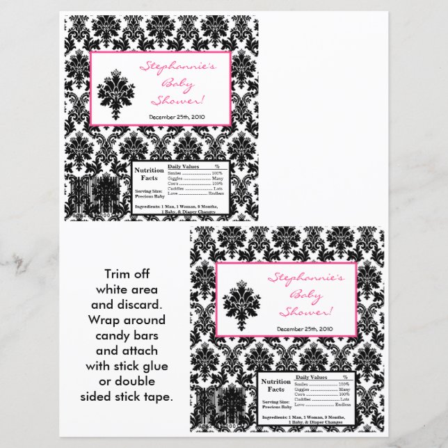 2 Hershey's Large Bar Wrapper Hot Pink Black Damas (Front)