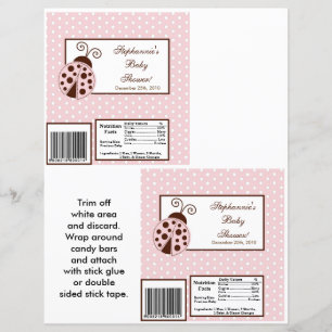 2 Hershey's Large Bar Wrapper Pink Ladybug