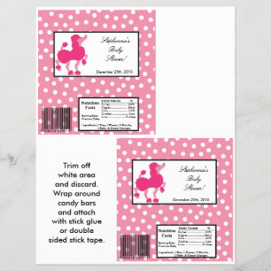 2 Hershey's Large Bar Wrapper Pink Poodle Paris