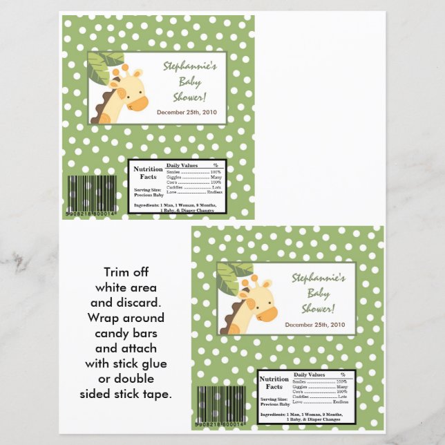 2 Hershey's Large Bar Wrapper Safari Jungle Giraff (Front)