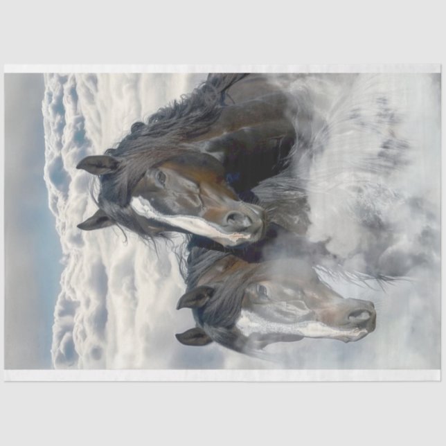 2 Horses in the Clouds Decoupage  Tissue Paper (Front)