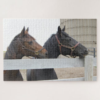 2 Horses looking over the fence Jigsaw Puzzle