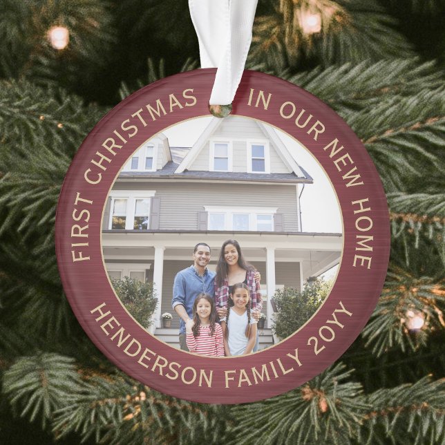 2 House Pictures 1st Xmas New Home Brushed Red Ornament (Creator Uploaded)