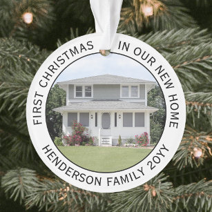 2 House Pictures First Xmas New Home Black & White Ornament