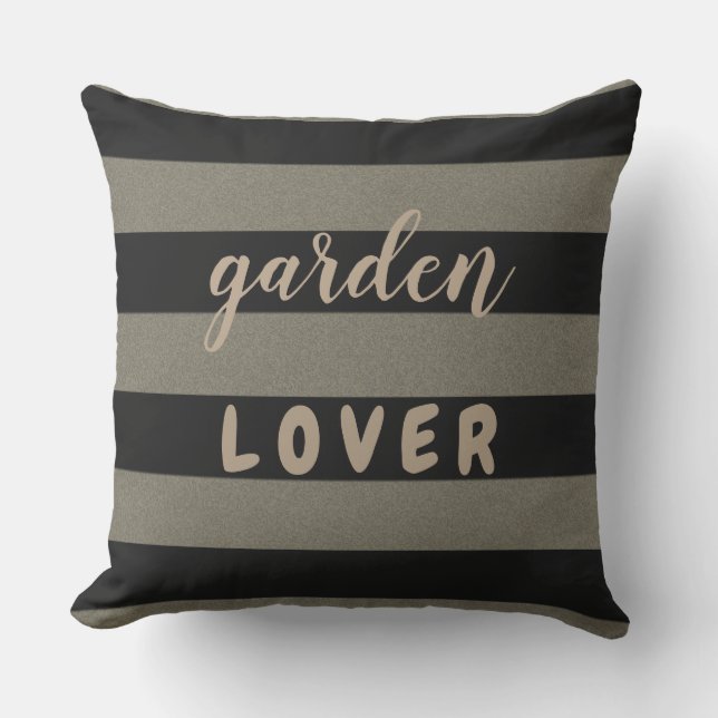 2 in 1 Black Stripes on Custom Colour Custom Text Cushion (Front)