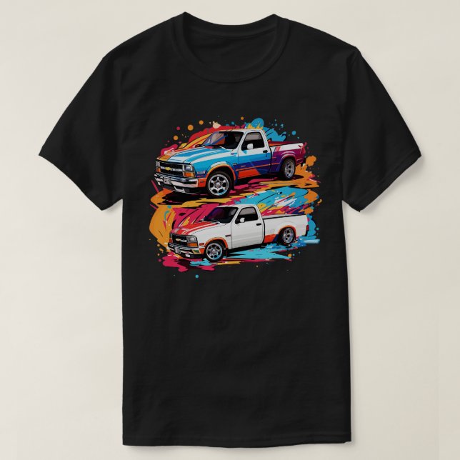 2 in 1 Chevy S10 Drag Truck T-Shirt (Design Front)