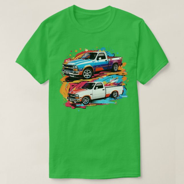 2 in 1 Chevy S10 Drag Truck T-Shirt (Design Front)