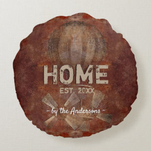 2 in 1 Industrial loft style rust custom steampunk Round Cushion
