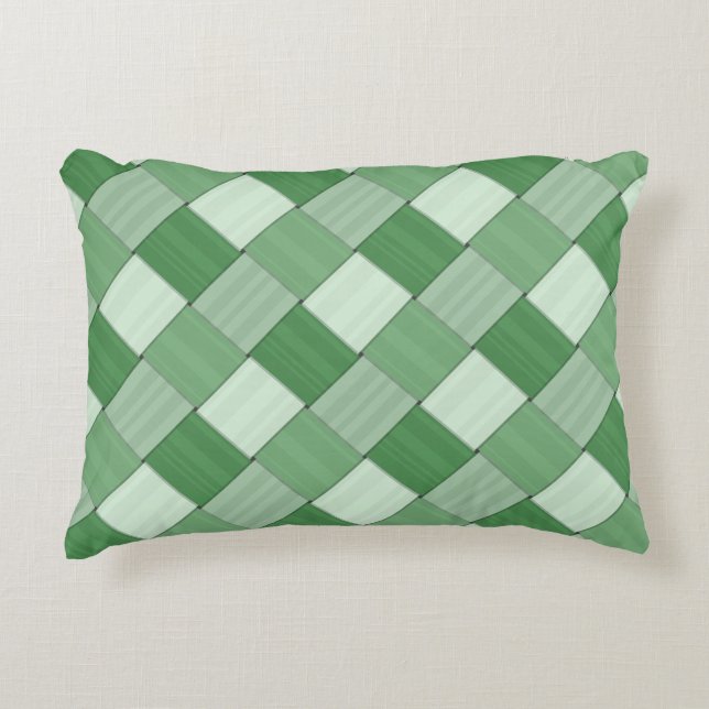 2 in 1 Tiled Spring Green Diagonal Woven Pattern Decorative Cushion (Front)