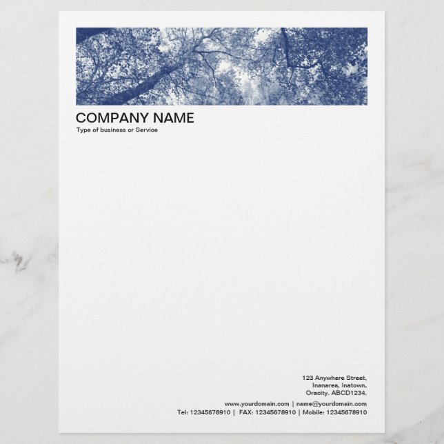 2 in Header 1/2 Inch Border - Blue Autumn 02 Custom Letterhead (Front)