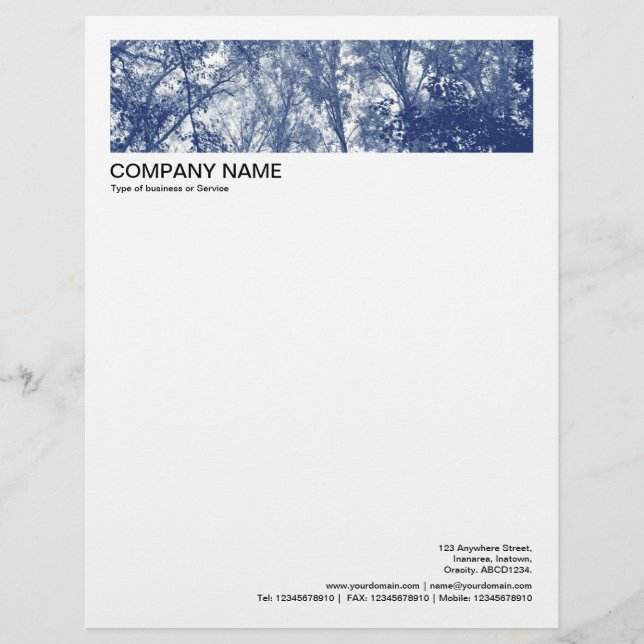 2 in Header 1/2 Inch Border - Blue Autumn Custom Letterhead (Front)