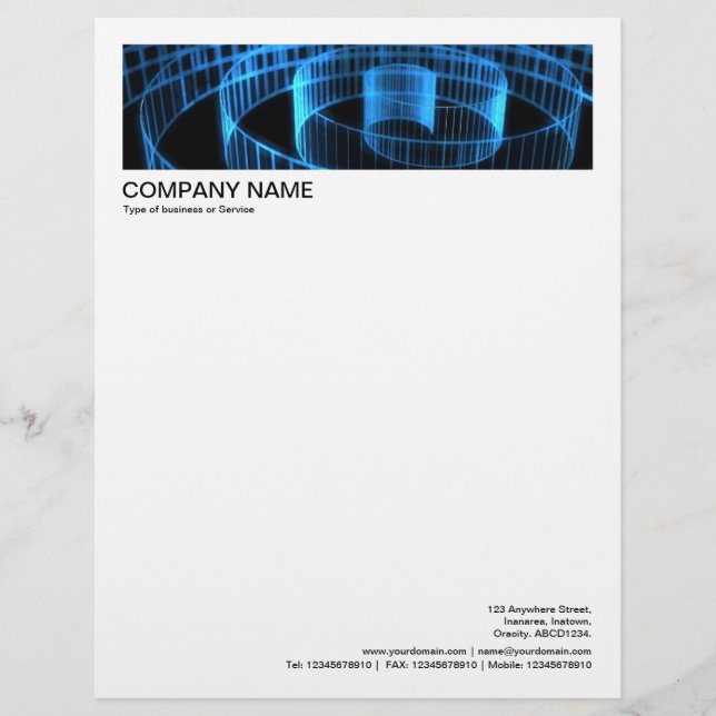 2 in Header 1/2 Inch Border - Blue Spiral Custom Letterhead (Front)