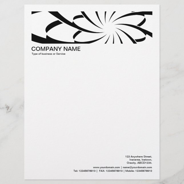 2 in Header 1/2 Inch Border - Geometric Flower 02 Custom Letterhead (Front)
