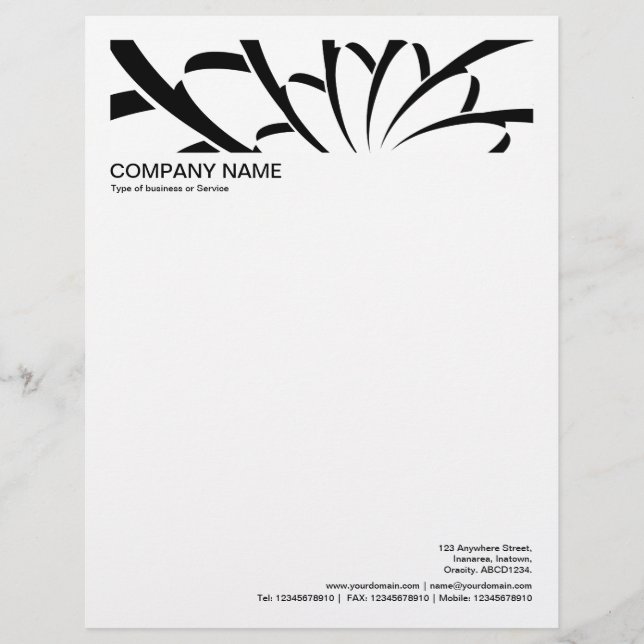 2 in Header 1/2 Inch Border - Geometric Flower Custom Letterhead (Front)