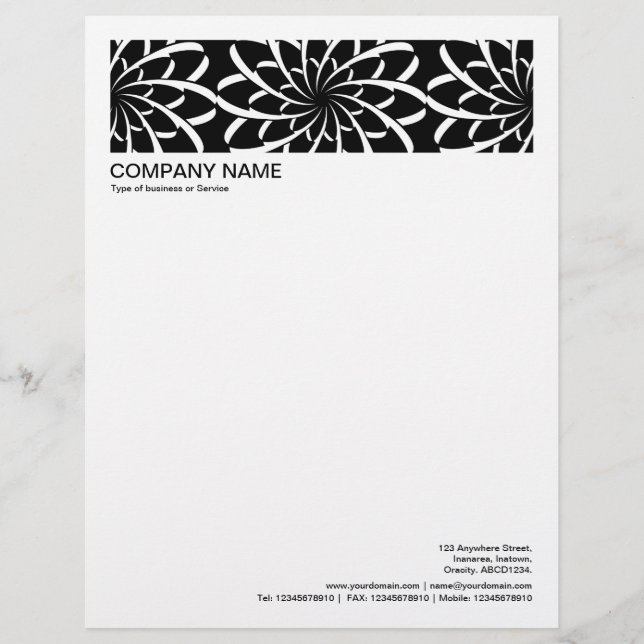 2 in Header 1/2 Inch Border - Geometric Flower v2 Custom Letterhead (Front)