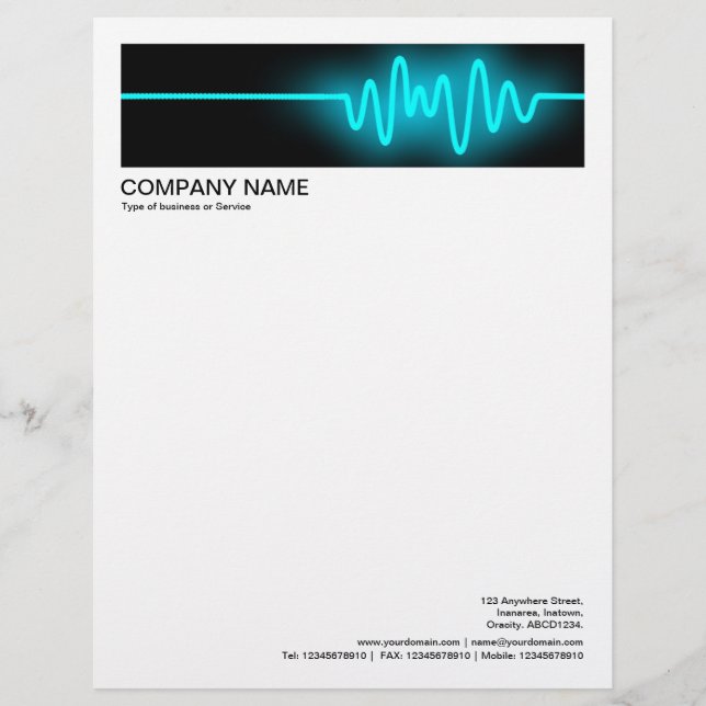 2 in Header 1/2 Inch Border - Sound Wave 03 Custom Letterhead (Front)