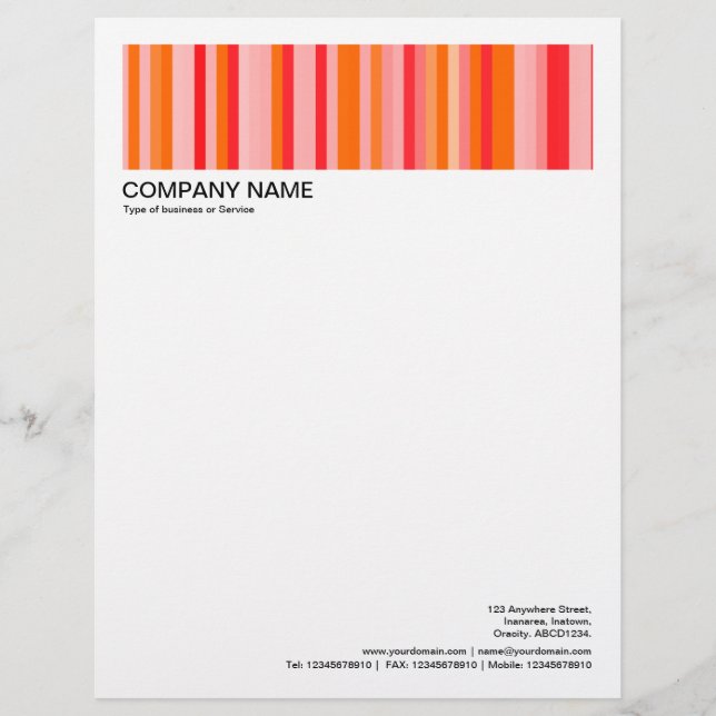 2 in Header 1/2 Inch Border - Stripes Custom Letterhead (Front)