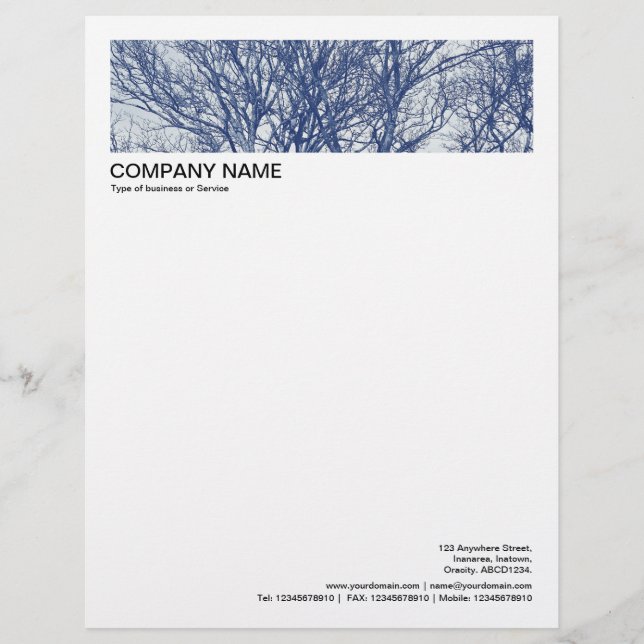2 in Header 1/2 Inch Border - Winter Trees Custom Letterhead (Front)