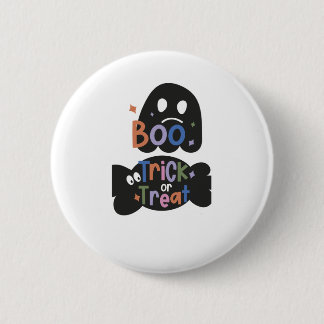 2 In One Halloween Stickers Boo and Trick or Treat 6 Cm Round Badge