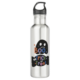 2 In One Halloween Stickers Boo and Trick or Treat 710 Ml Water Bottle