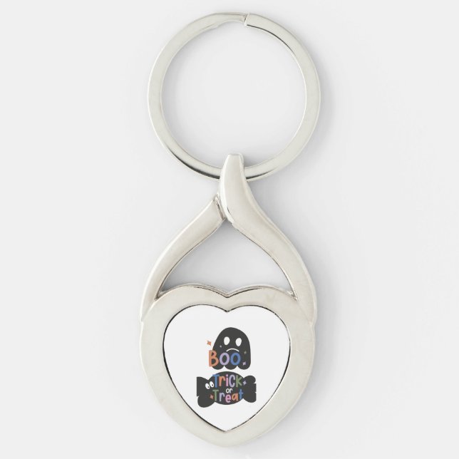 2 In One Halloween Stickers Boo and Trick or Treat Key Ring (Front)