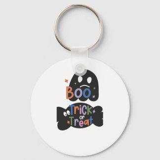 2 In One Halloween Stickers Boo and Trick or Treat Key Ring