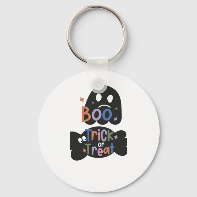 2 In One Halloween Stickers Boo and Trick or Treat Key Ring (Front)