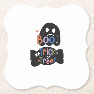 2 In One Halloween Stickers Boo and Trick or Treat Paper Coaster