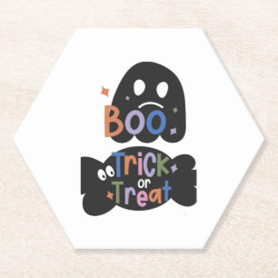 2 In One Halloween Stickers Boo and Trick or Treat Paper Coaster