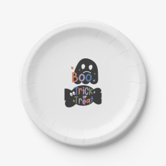 2 In One Halloween Stickers Boo and Trick or Treat Paper Plate