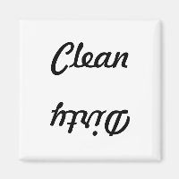 2 Inch Square Magnet: Dishwasher Clean / Dirty