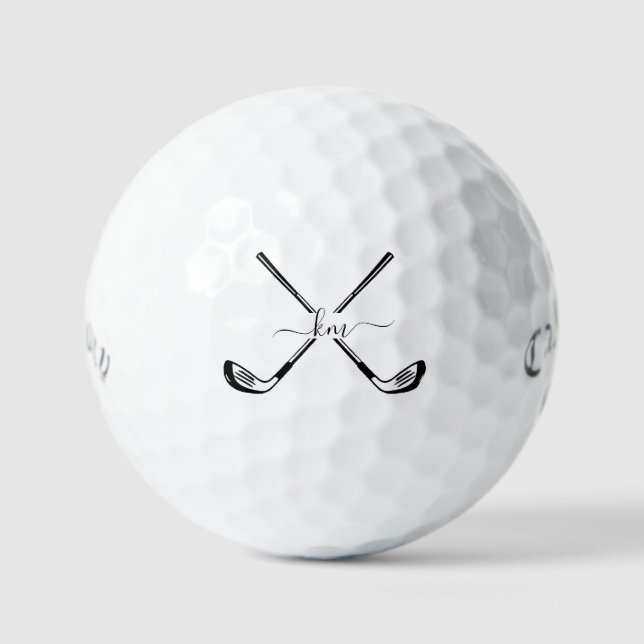 2 Initial Monogram Golf Balls - Personalised Gift  (Front)