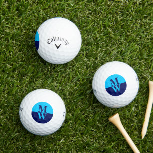 2-initials Vertical Monogram Modern 2-tone blue Golf Balls