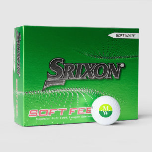 2-initials Vertical Monogram Modern 2-tone green Golf Balls