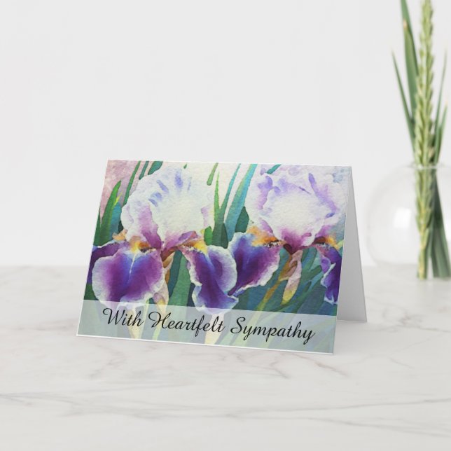 *~*  2 IRIS FLOWERS TV2 Sympathy Love Light Card (Front)