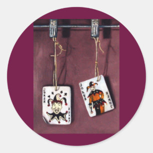 2 Joker's-Lucky Jokers-Wild Cards Classic Round Sticker