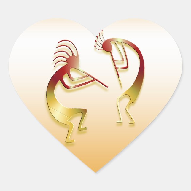 2 Kokopelli #40 Heart Sticker (Front)