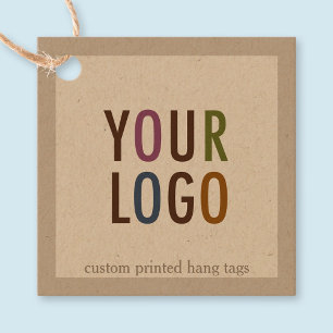 2" Kraft Square Hang Tags with String Custom Logo