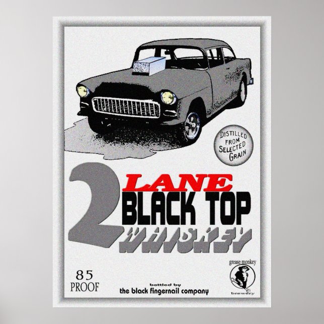 2 lane black top whiskey poster (Front)