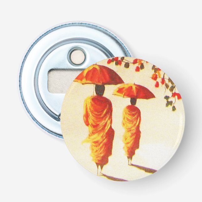 2 Laotian Buddhist Monks Bottle Opener (Front)