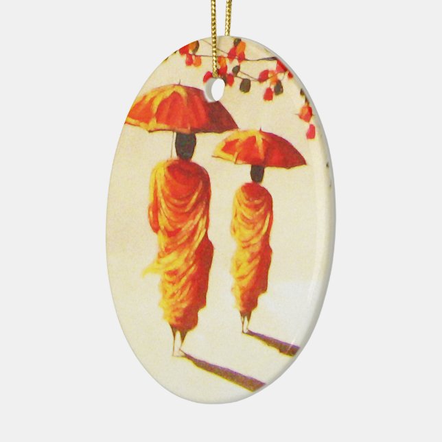 2 Laotian Buddhist Monks Ceramic Tree Decoration (Left)