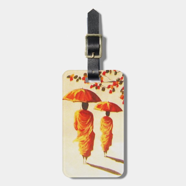 2 Laotian Buddhist Monks Luggage Tag (Front Vertical)