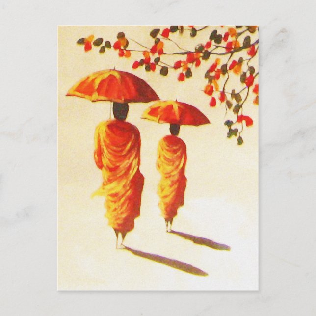 2 Laotian Buddhist Monks Postcard (Front)