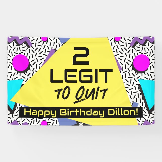 2 Legit to Quit Birthday Banner for 90s Theme (Horizontal)
