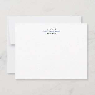 2 Letter Monogram Couple Initials Wedding Blue Card