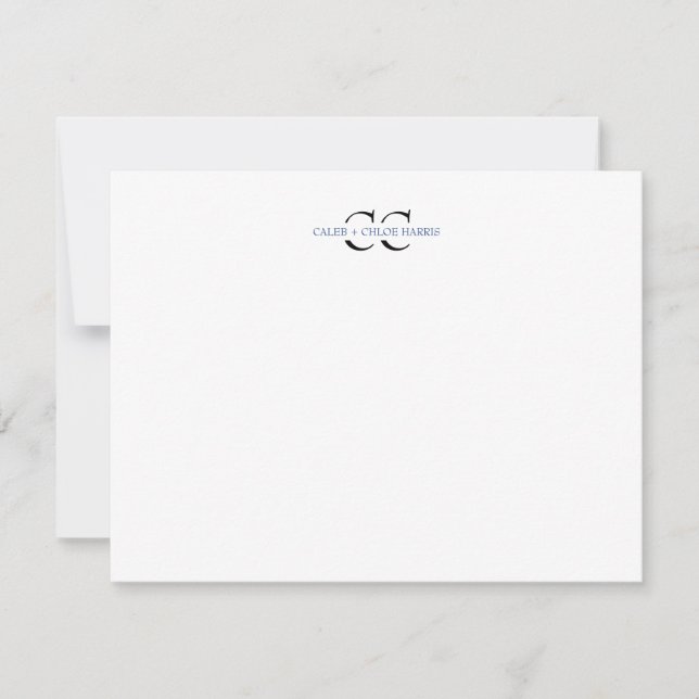 2 Letter Monogram Couple Initials Wedding Blue Card (Front)
